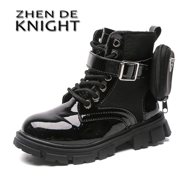 children' martin boots 4-15 years old boys anti slip autumn winter fashion girl outdoor keep warm cotton shoes 211102, Black;grey